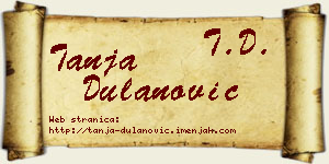 Tanja Dulanović vizit kartica
